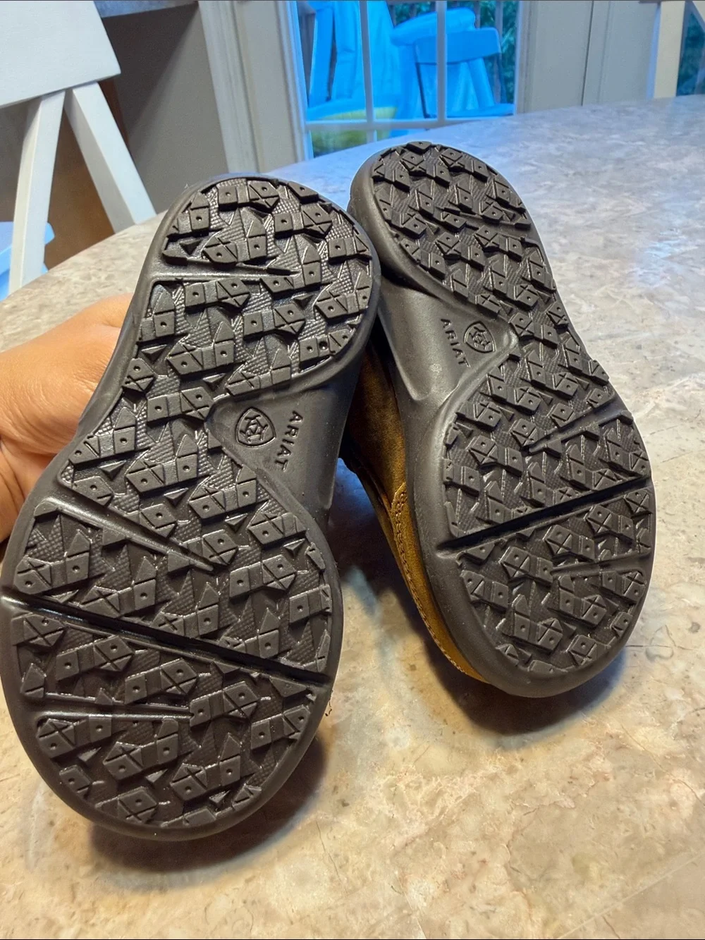 Ariat Kids Suede Moccasins in Brown with Black Inlay